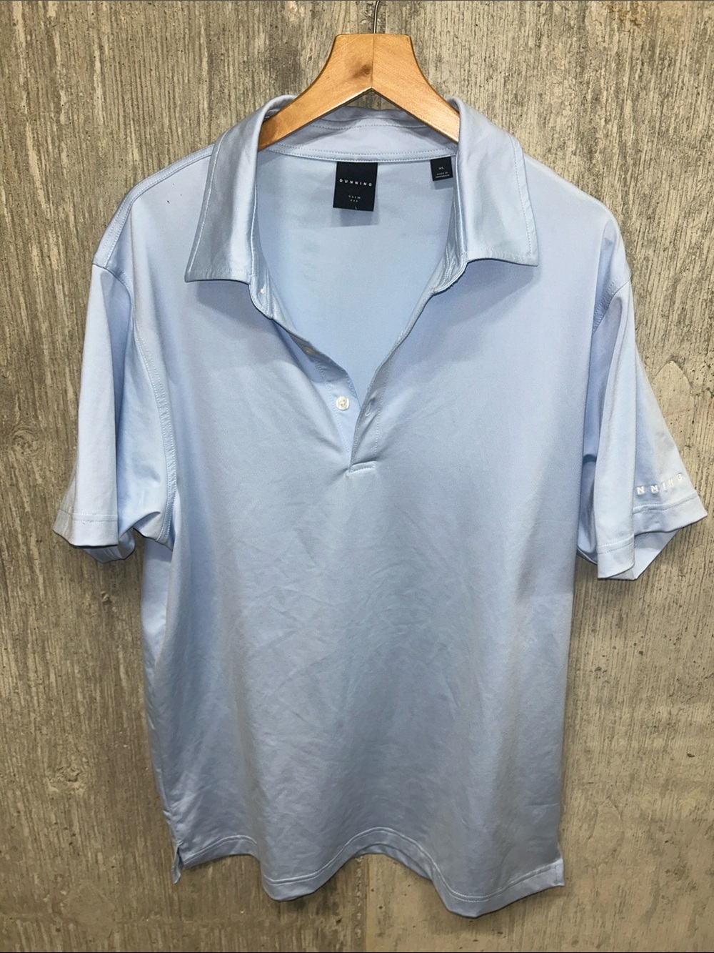 Dunning Men's Light‎ Blue Open-Placket Polo Shirt Slim Fit XL